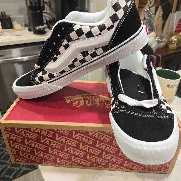 Vans Knu Skool Black White VN000D22BPB Sneaker Shoe Trainer Checkerboard SZ 12 - Picture 3 of 12